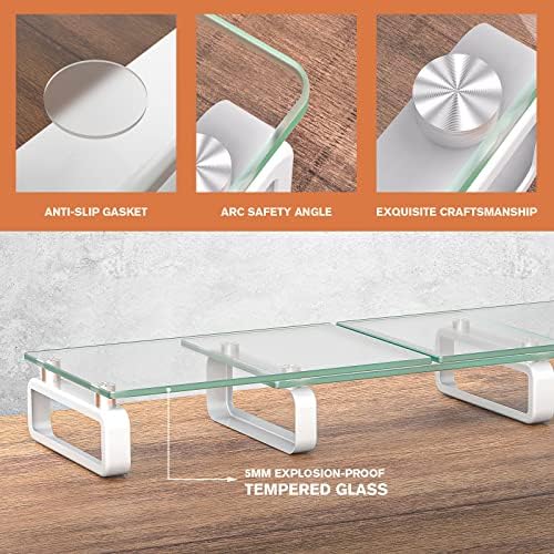 Hemudu Dual Monitor Stand, Computer Monitor Stand, Desktop Organizer, Monitor Stand Riser for PC, Computer, Laptop Clear HD02T-301
