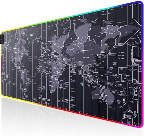 KTRIO RGB Large Gaming Mouse Pad, 31.5 x 15.7 in, RGB World Map, XXL