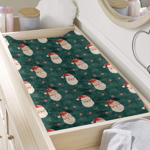 Watercolor Christmas Winter Holiday Theme Pattern Baby Changing Pad Cover, Unisex Christmas Nursery Diaper Changing Table Pad Mat Sheet for Boys Girls-16x32