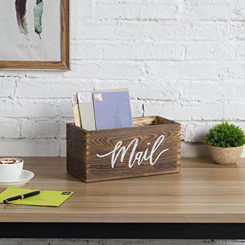 MyGift Rustic Brown Wood Mail Holder, Desktop Organizer with MAIL Design