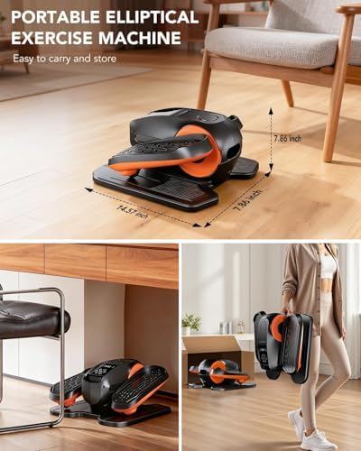 DamKee Under Desk Oval Exercise Machine Electric Oval Leg Exerciser Seen on TV 12 Speed Foot Exerciser for Seniors Portable Mini Seat Pedal Exerciser for Home Office