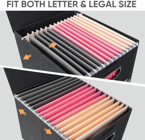 BALEINE File Organizer Box with Lid, Collapsible Hanging File Storage Box