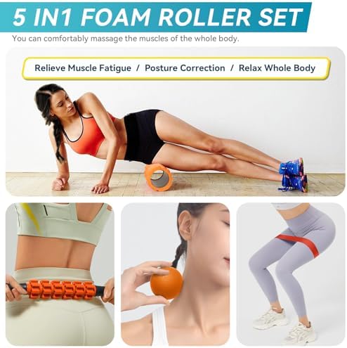 Krightlink 5 in 1 Foam Roller Set Trigger Point Exercise Foam Roller