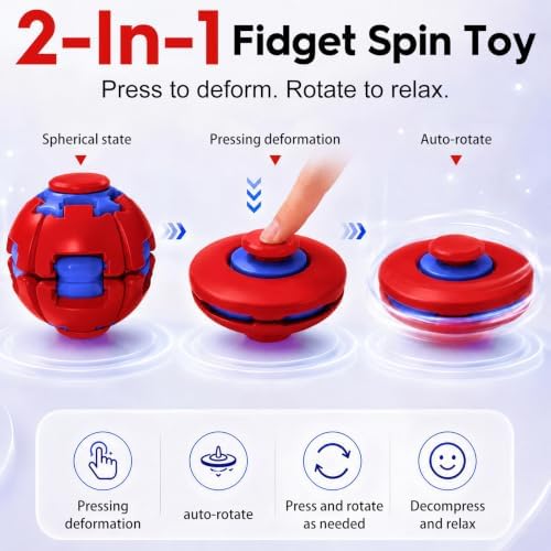 3D Printed Gear Fidget Spinner Toy, Mechanical Kinetic Desk Toy, Portable Sensory Fidget Gadget, Metal EDC Desk Accessory, Creative Office Gift, Flame Red