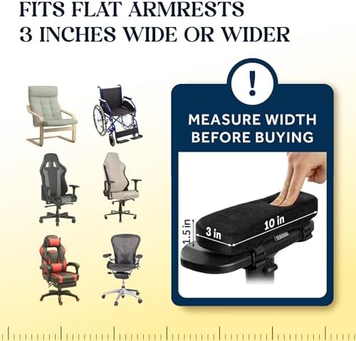 WESTERN COMFORT Thick Armrest Pads - Memory Foam Office Chair Arm Pads - Arm Rest for Desk Chair & Gaming Chair Armrest Pads - Chair Arm Covers - Elbow Support