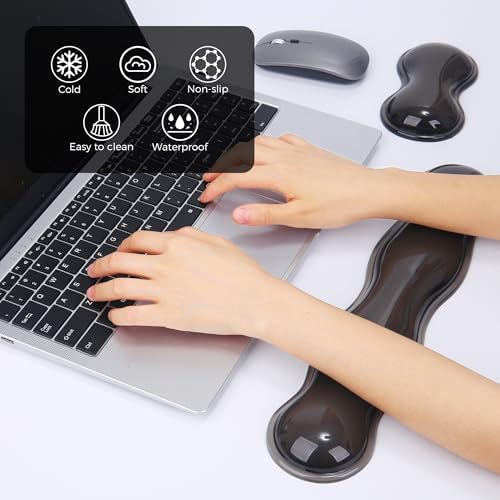 Gel Wrist Rest for Keyboard and Mouse, Wrist Rest for Keyboard, Mouse Wrist Support, Pain Relief, Cool Touch, Non-Skid, Wrist pad