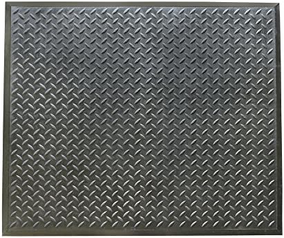 Rubber-Cal 03_146_Web_EN"FootRest" Interlocking AntiFatigue Floor Mat, End Tile, 1/2" x 28" x 31",Black