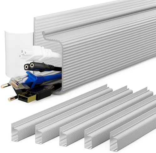 YECAYE Cable Management Under Desk, 94.2 in, Cable Raceway, Grey