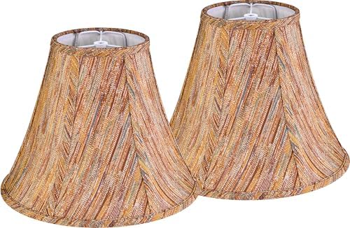 GO&SO Set of 2 Burgundy Vertical Stripe Fabric Bell Lamp Shades 6"x13"x9.8"