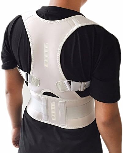 MOHUACHI Thoracic Back Brace Posture Corrector- Magnetic Lumbar Back Support Belt-Back Pain Relief, Improve Thoracic Kyphosis, for Lower and Upper Back Pain Men & Women (white, XX-Large)