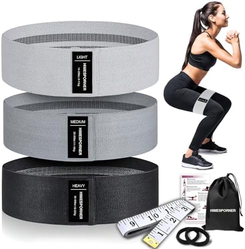 HIMESPORNER Wide Fabric Resistance Bands for Working Out 3 Level