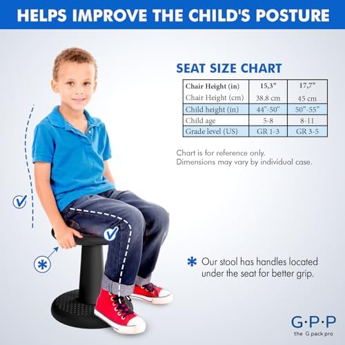Gpack-pro Kids Wobble Stools, 2-Pack, 15.3-Inch Active Seating, Black