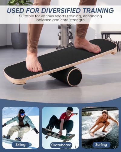 Balance Board for Adults, Surf Trainer with Wooden Roller