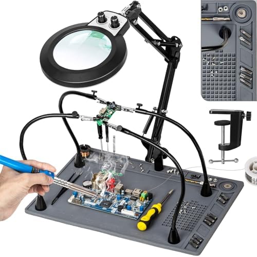 Helping Hands Soldering Station, 10X Magnifying Glass with Light