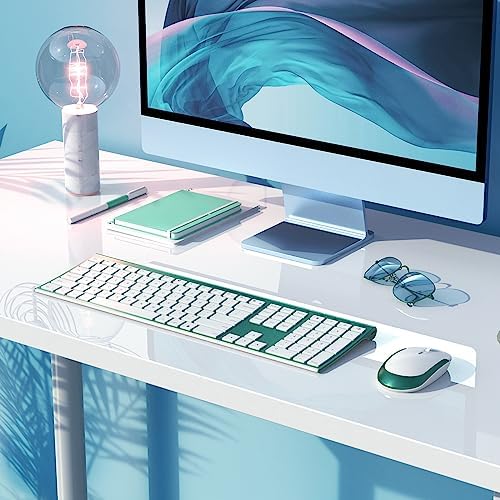 Vssoplor Wireless Keyboard and Mouse, Rechargeable Ultra Slim, Green
