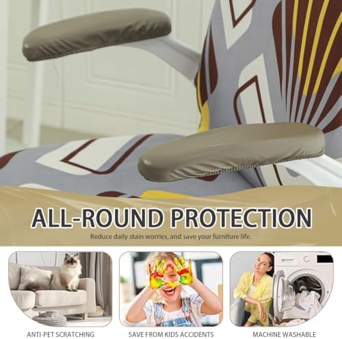 Office Chair Arm Covers Leather Office Removable Armrest Covering Stretch Water Resistant Chair Seat Hand Rest Protector for Computer Desk Chairs 2 Pair Khaki