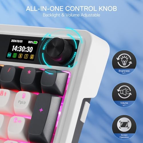 Redragon K719 PRO Wireless 95-Key Gasket Gaming Keyboard, TFT Screen & Knob