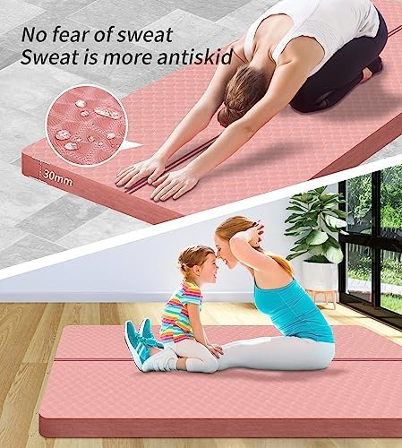 nuveti Large Exercise Mat - 15mm/20mm/30mm Thick Yoga Mat | Workout Mat for Fitness, Yoga, Pilates, Stretching & Floor Exercises for Women & Men with Free Carrying Bag