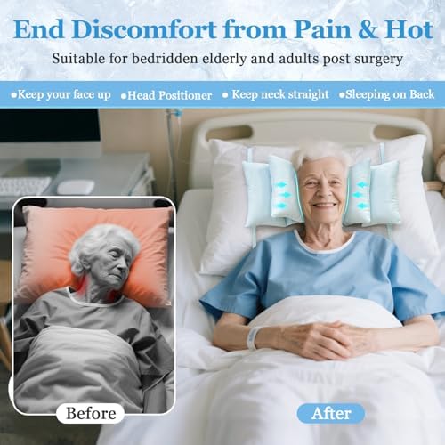 Head Stabilizing Pillow Neck Stabilizer Wedge for Sleeping Upright After Cervical Fusion Surgery Cradle Medical Positioning Bedridden Patient Posture Corrector(Cooling Fabric)
