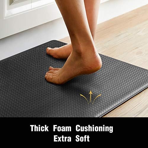 Anti-Fatigue Comfort Mat Non Slip Cushioned Kitchen, Gaming, Office, Standing Desk Mat 18x30 Inch Black