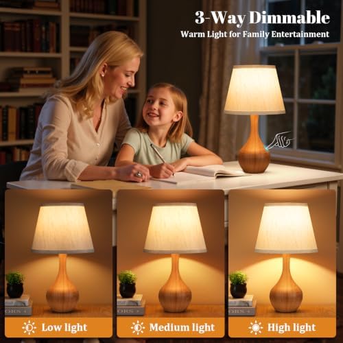 16.1" Touch Table Lamp for Nightstand, Dimmable Small Bedroom Lamp Set of 2
