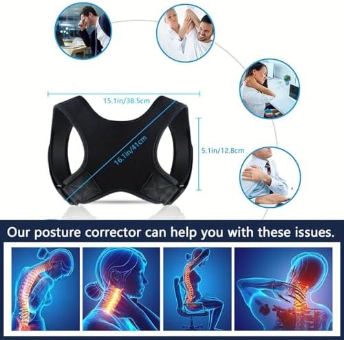 Adjustable Posture Corrector Back Brace for Women & Men - Grade Spinal with Upper/Lower Body Alignment, Posture Improvement, Daily & Gym Use, Comfort Fit (Hand Wash Only)
