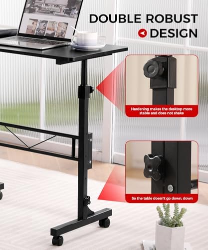 KLSMYHOKI Standing Desk Adjustable Height, Mobile Stand Up Desk with Wheels