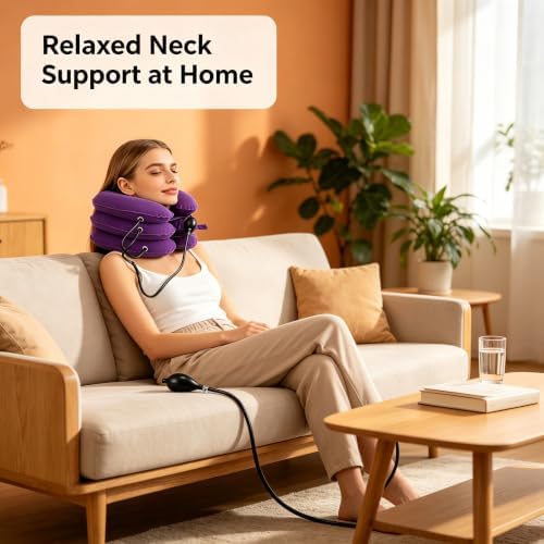 Inflatable Purple Cervical Neck Traction Brace Adjustable
