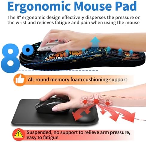 YIWEI Ergonomic Mouse Pad with Wrist Rest for Carpal Tunnel Pain Relief