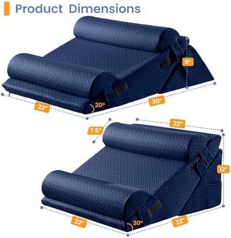Sasttie Adjustable Wedge Pillow Set for After Surgery, Navy