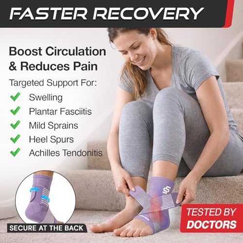 Sleeve Stars Ankle Brace Men & Women Support (Pair/M:10"-12"/Light Purple)