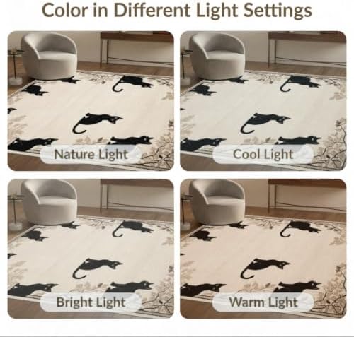 9'x12' Black Cat Taupe Design with Motifs Washable Area Rug