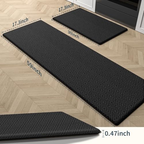 Kitchen Mat 2PCS Kitchen Rugs Cushioned Anti-Fatigue Rug Standing Desk Mat