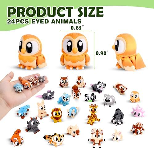24PCS 3D Printed Animals, Multi-Color Articulated Animal Toys for Kids