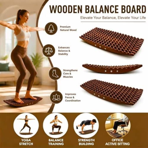 Textured Anti-Fatigue Balance Board 440Lbs with Massage Nodules Rocker Use