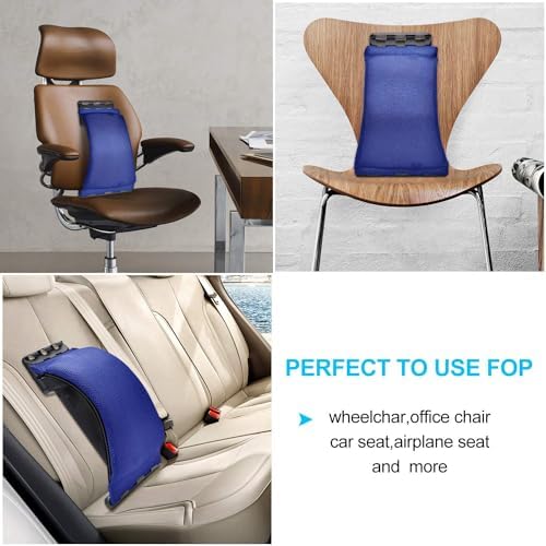 Multi-Level Magic Back Stretching Device with Memory Foam Pad,Back Lumbar Support for Office Chair and Car Lumbar Traction Device for Back Pain Relief(Blue Pad/Black)