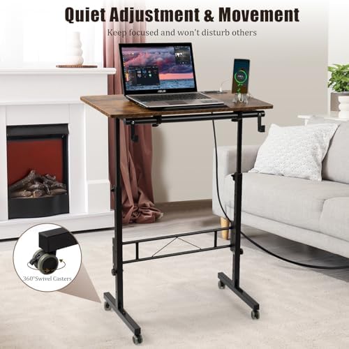 Hadulcet Small Standing Desk Height Adjustable with Tiltable Tabletop