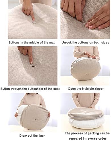Removable Tatami Futon Floor Cushion Seating Cushion Floor Pillow,Round Living Room Office Chair Pads Mat Yoga Cushion Meditation Floor Pillow M 50cm(20inch)
