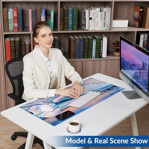 Desk Mat Set Keyboard and Mouse Pad with Wrist Rest Support