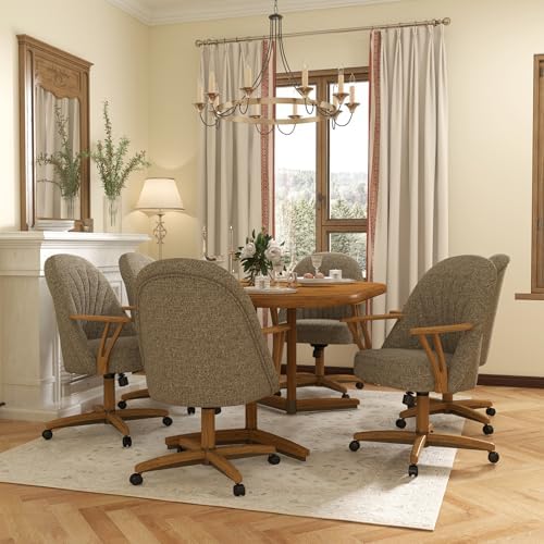 Chromcraft Bailey Swivel-Tilt Caster Dining Chair - Chestnut -Mocha - 2pc