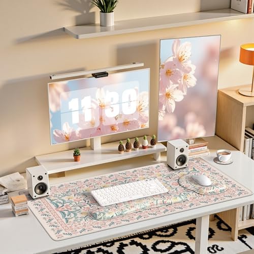 iCasso Desk Pad Mat, Large Mouse Pad and Keyboard Wrist Rest Set