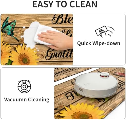 Farmhouse Sunflower Kitchen Decor Mat, Extra Long Anti Fatigue Mat
