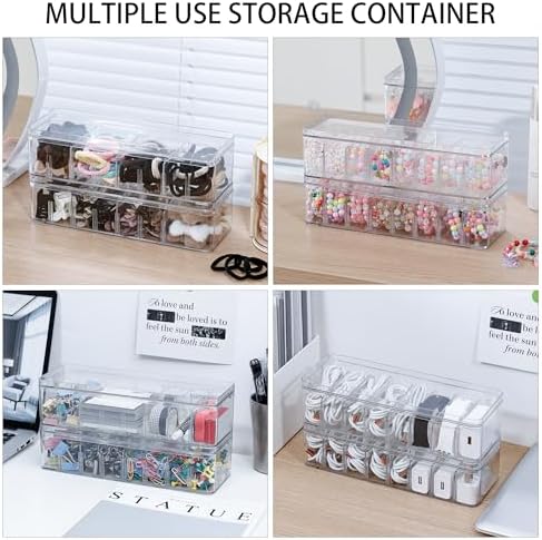 Plastic Cord Storage Organizer for Desk Drawer, Clear, with Lid