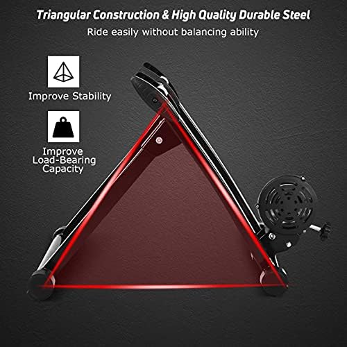 Bike Trainer Stand, Stationary Bike Stand for Indoor Riding, Steel Bicycle Exercise Magnetic Stand for 26-28” Wheels with Front Wheel Riser, Quick Release Folding Exercise Bike Stand Trainers