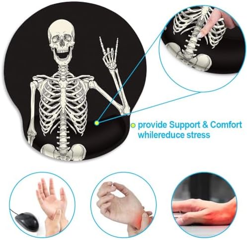 Britimes Ergonomic Mouse Pad with Wrist Support, Skull Skeleton