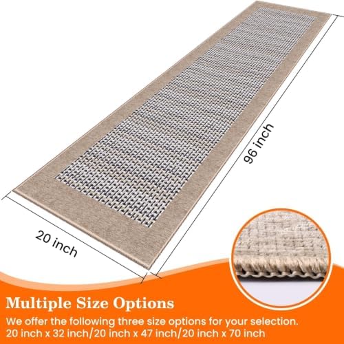 StepRite Kitchen Rugs, Kitchen Mats for Floor, 96"x20" Non-Slip Machine-Washable Kitchen Throw Rug, Absorbent Runner Rugs Office, Sink Standing Desk Mat, Decor Carpet, Khaki