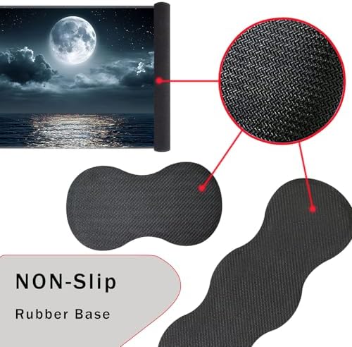 Keyboard Wrist Rest and Mouse Pad with Wrist Support Set Ergonomic Coaster,Memory Foam,Easy Typing Pain Relief,Large XL Desk Mat 31.5"x 11.8",Moon Ocean
