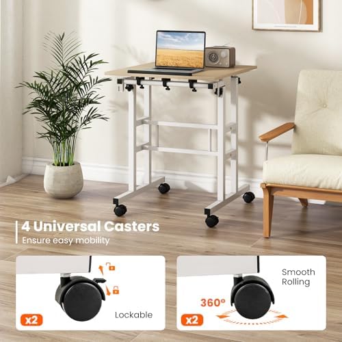 Tangkula Mobile Standing Desk, Portable Stand Up Rolling Desk