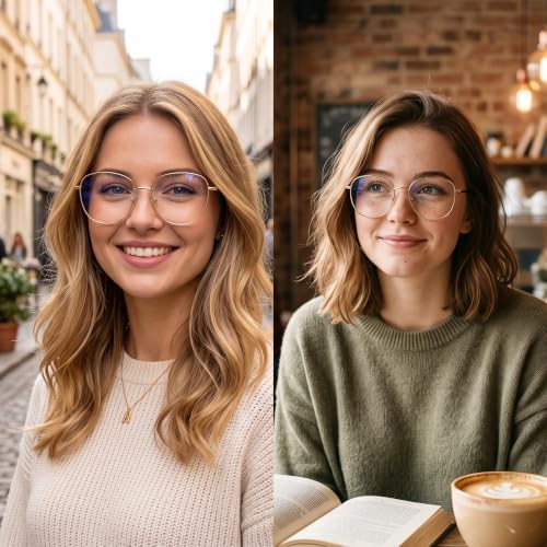 Oversized Oval Anti Blue Light Glasses, Fashion Large Metal Eyewear