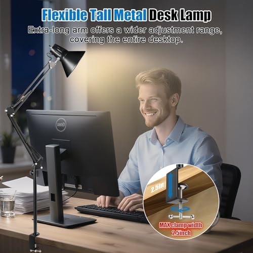 LED Clamp on Desk Lamp, 360°Adjustable Swing Arm Desk Lamp